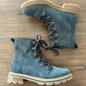 Sorel Women’s Lennox Lace Boot Size 7 Gray Waterproof Lug Sole